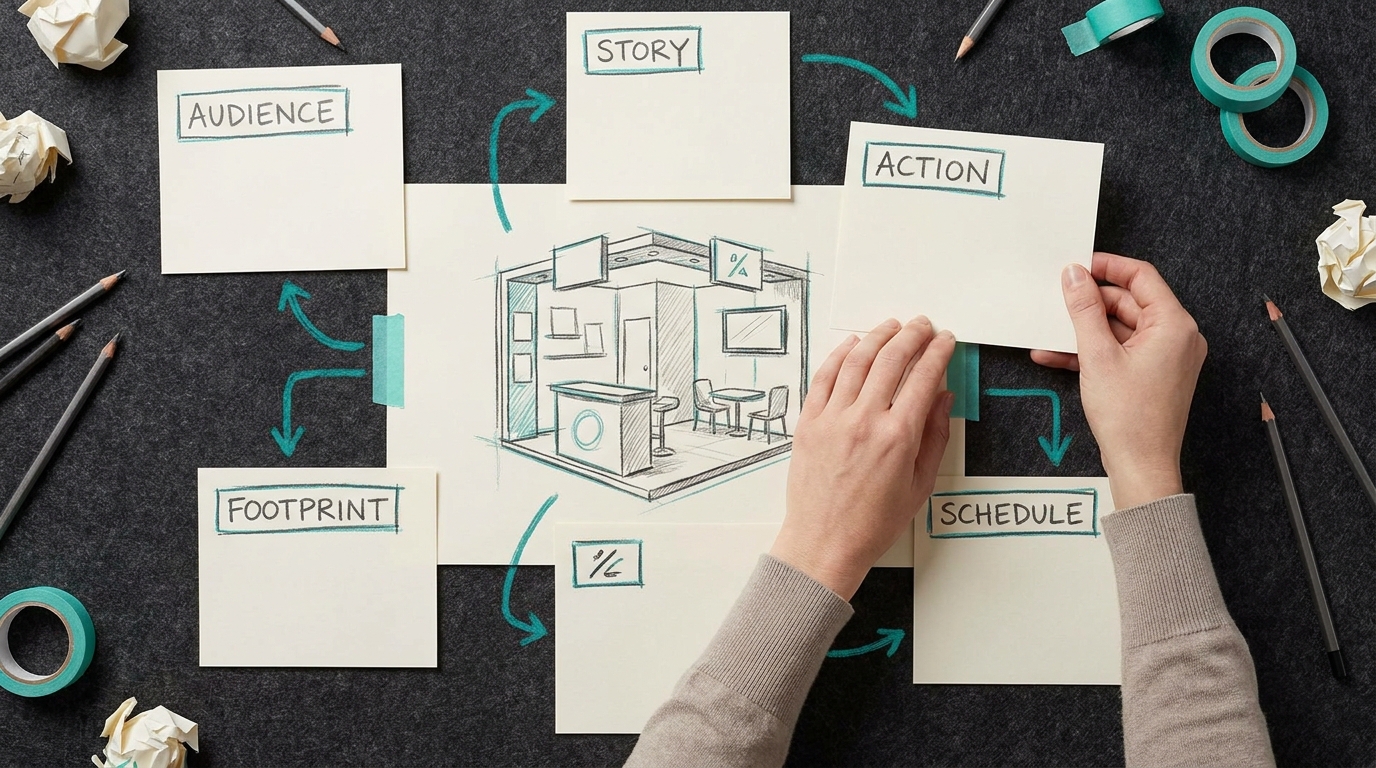 Planning visual for a trade show booth brief